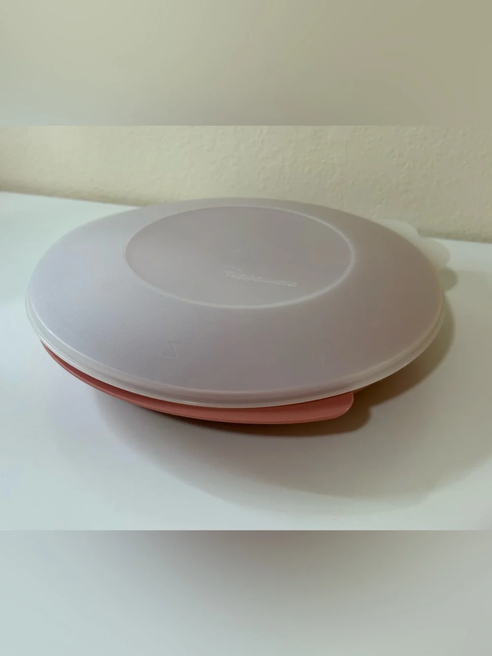 Vtg Tupperware Divided 3 SlotReheatable Plate W/White Lid suctionDusty Rose 8.5